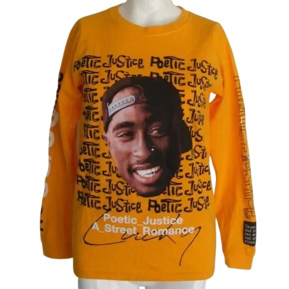 Tupac Shakur Poetic Justice Tshirt, S, Yellow, Long Sleeves, Sleeve Print, 2Pac - Picture 7 of 9
